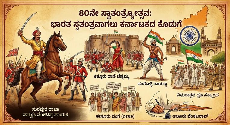 80ನೇ ಸ್ವಾತಂತ್ರ್ಯೋತ್ಸವ: ಭಾರತ ಸ್ವತಂತ್ರವಾಗಲು ಕರ್ನಾಟಕದ ಕೊಡುಗೆ